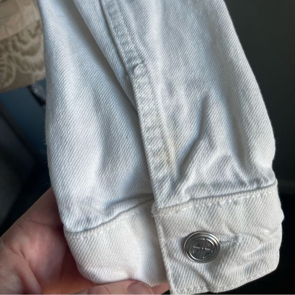 Anine Bing Cropped Denim Jacket in White - Picture 11 of 12